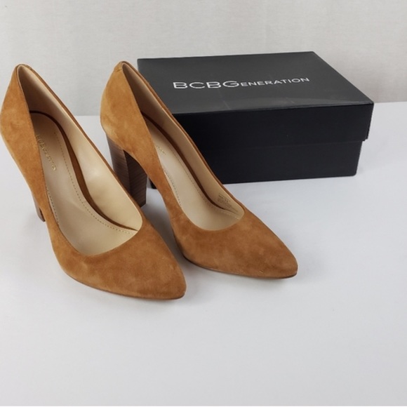 BCBGeneration Shoes - BCBGeneration Clarice Block Heel Camel Pumps 10